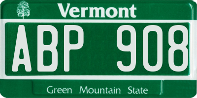 VT license plate ABP908