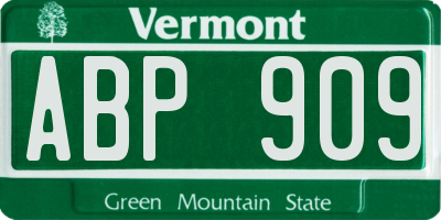 VT license plate ABP909