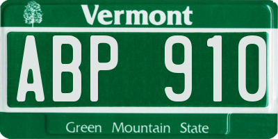 VT license plate ABP910