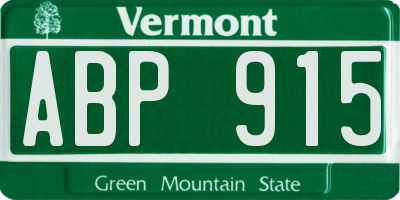 VT license plate ABP915