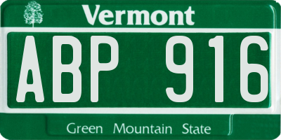 VT license plate ABP916