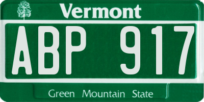 VT license plate ABP917