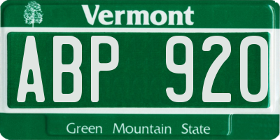 VT license plate ABP920