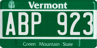 VT license plate ABP923