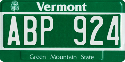 VT license plate ABP924