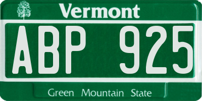 VT license plate ABP925