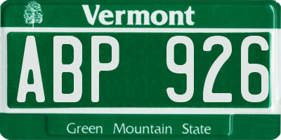 VT license plate ABP926