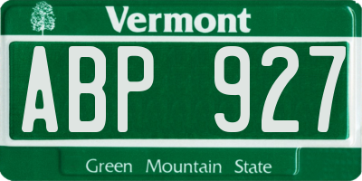 VT license plate ABP927