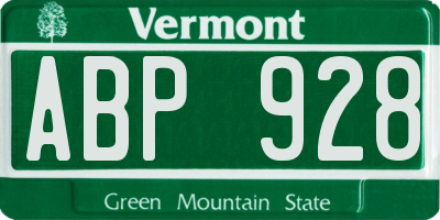 VT license plate ABP928