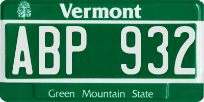 VT license plate ABP932