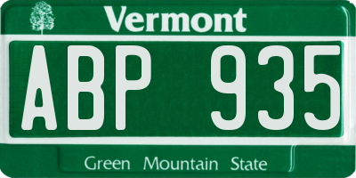 VT license plate ABP935