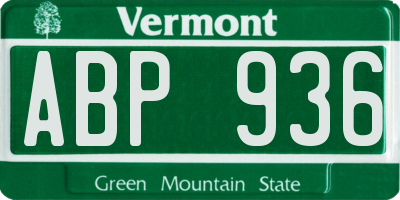 VT license plate ABP936