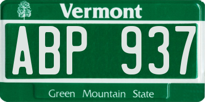 VT license plate ABP937