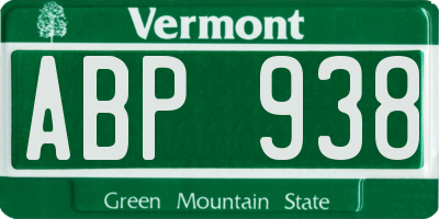 VT license plate ABP938