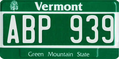 VT license plate ABP939