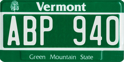 VT license plate ABP940