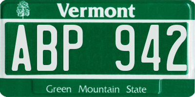 VT license plate ABP942