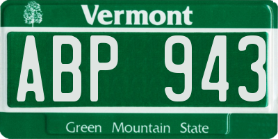 VT license plate ABP943