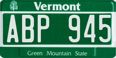 VT license plate ABP945