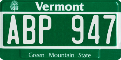 VT license plate ABP947