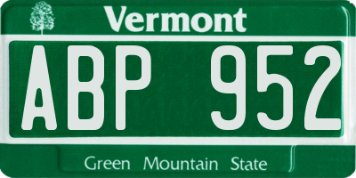 VT license plate ABP952