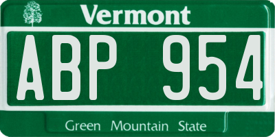 VT license plate ABP954