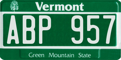 VT license plate ABP957