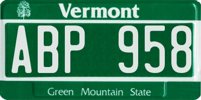 VT license plate ABP958