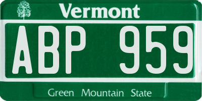 VT license plate ABP959