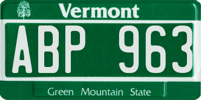 VT license plate ABP963