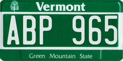 VT license plate ABP965