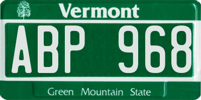 VT license plate ABP968