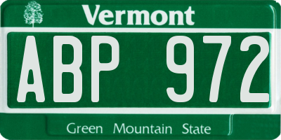 VT license plate ABP972