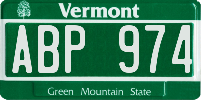 VT license plate ABP974