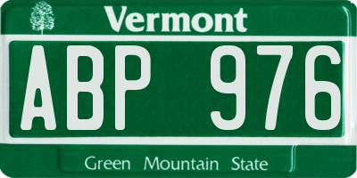 VT license plate ABP976