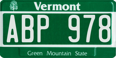 VT license plate ABP978