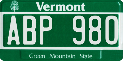 VT license plate ABP980