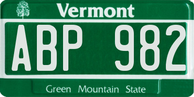 VT license plate ABP982