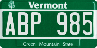 VT license plate ABP985