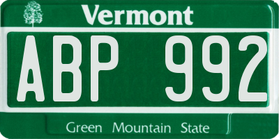 VT license plate ABP992