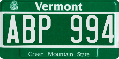 VT license plate ABP994