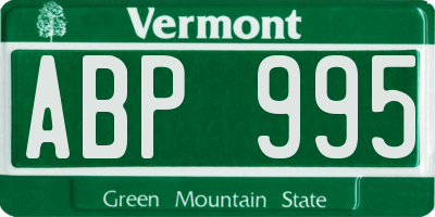 VT license plate ABP995