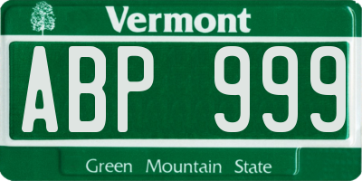 VT license plate ABP999