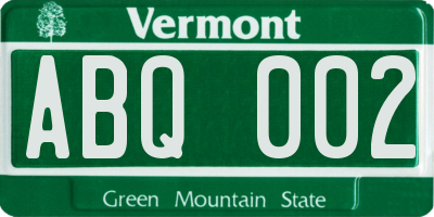 VT license plate ABQ002