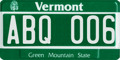 VT license plate ABQ006