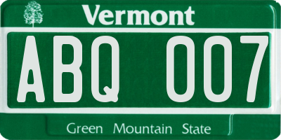 VT license plate ABQ007