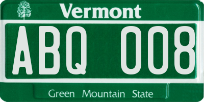 VT license plate ABQ008