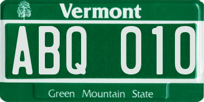 VT license plate ABQ010