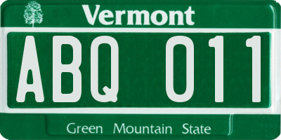 VT license plate ABQ011