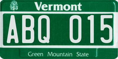 VT license plate ABQ015